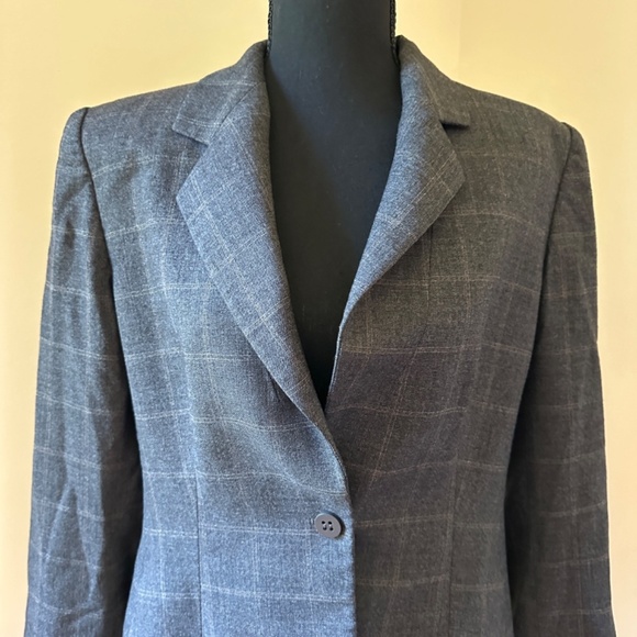 **ARAMANI COLLEZIONI* Gray Plaid Long Sleeve Blazer Suit Jacket Size 10 - Picture 2 of 7